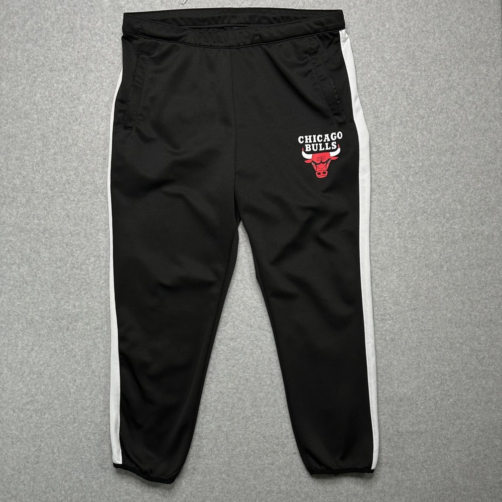 Chicago Bulls NBA Track Pants Mens X Large Black White Stripe Joggers